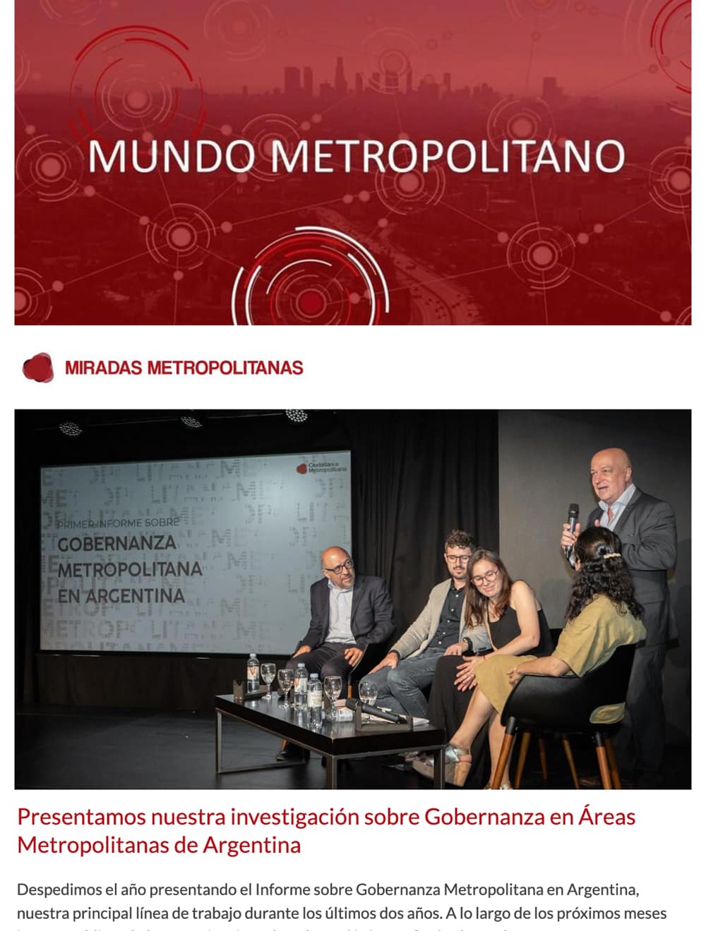 Newsletter Mundo Metropolitano 24